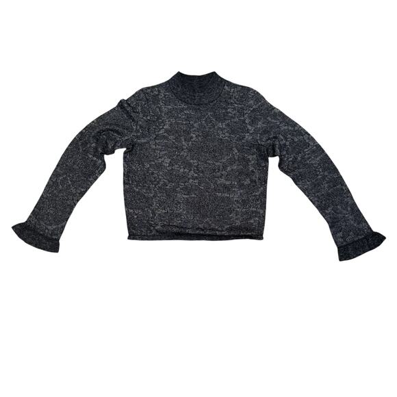 by Anthropologie Hanna Lace Mock Neck Sweater Merino Wool Blend Black Medium - Picture 1 of 9